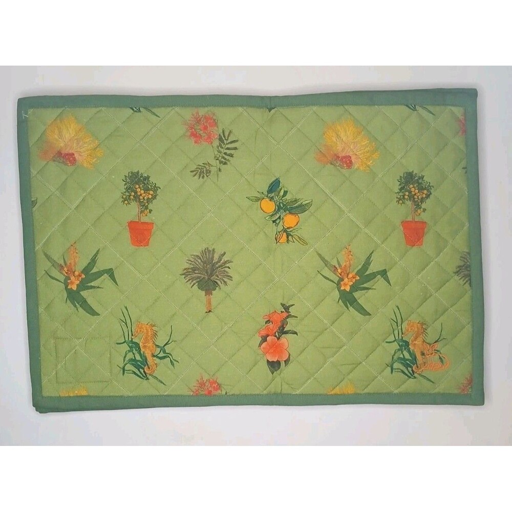 Coniglio Palm Beach Placemats Set Of 4 Reversible Tropical Print/ Green NWT $250 - Picture 4 of 16